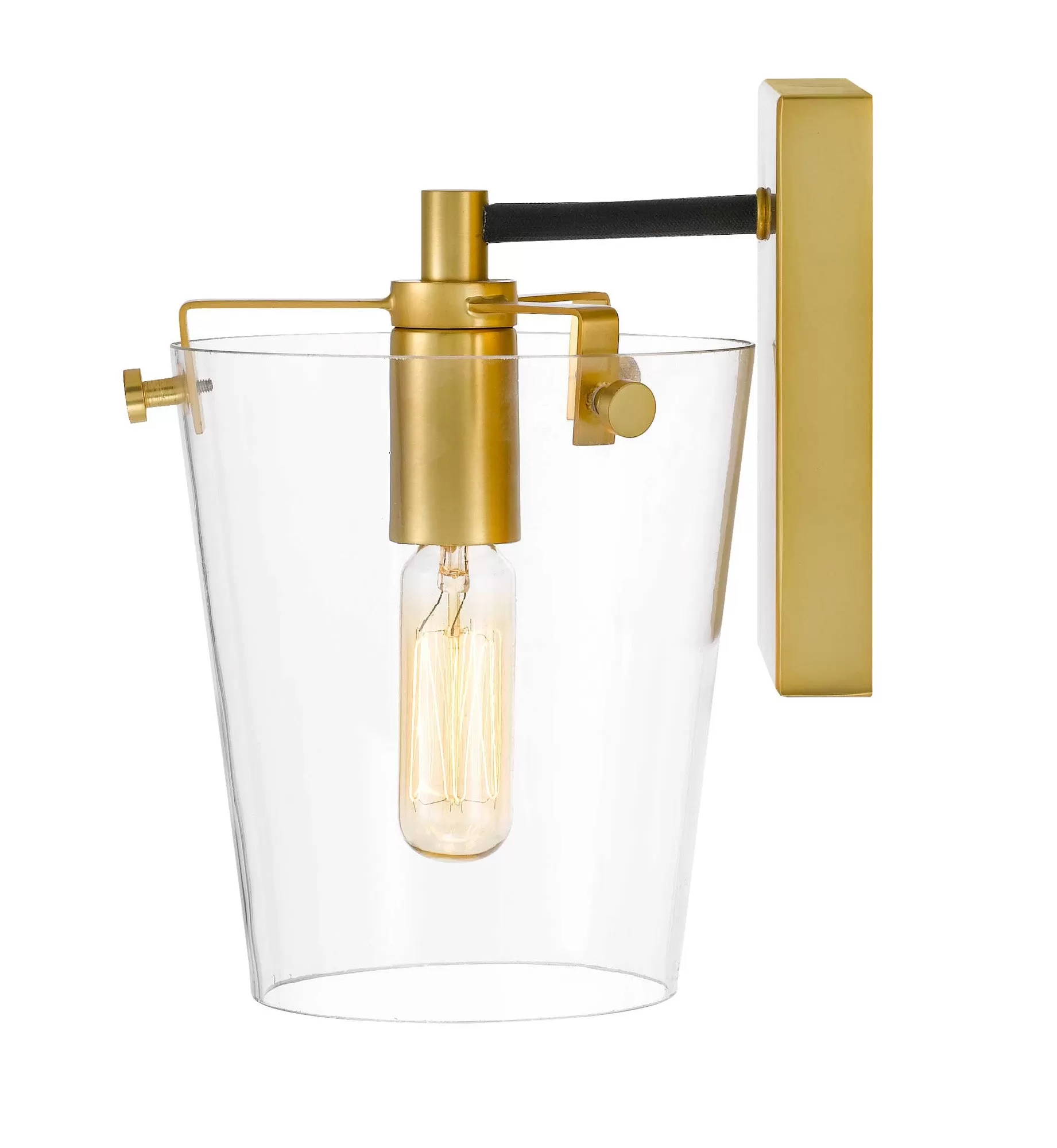 Arlo 351B01BLSB 1-Light Vanity Light - Black/Satin Brass 4 Arlo 351B01BLSB 1-Light Vanity Light - Black/Satin Brass - Image 4