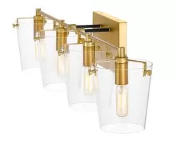 Arlo 351B04BLSB 4-Light Vanity Light - Black/Satin Brass -Lighting Decoration Store 351B04BLSB 2