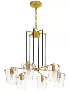 Arlo 351C06BLSB 6-Light Chandelier - Black/Satin Brass -Lighting Decoration Store 351C06BLSB 4