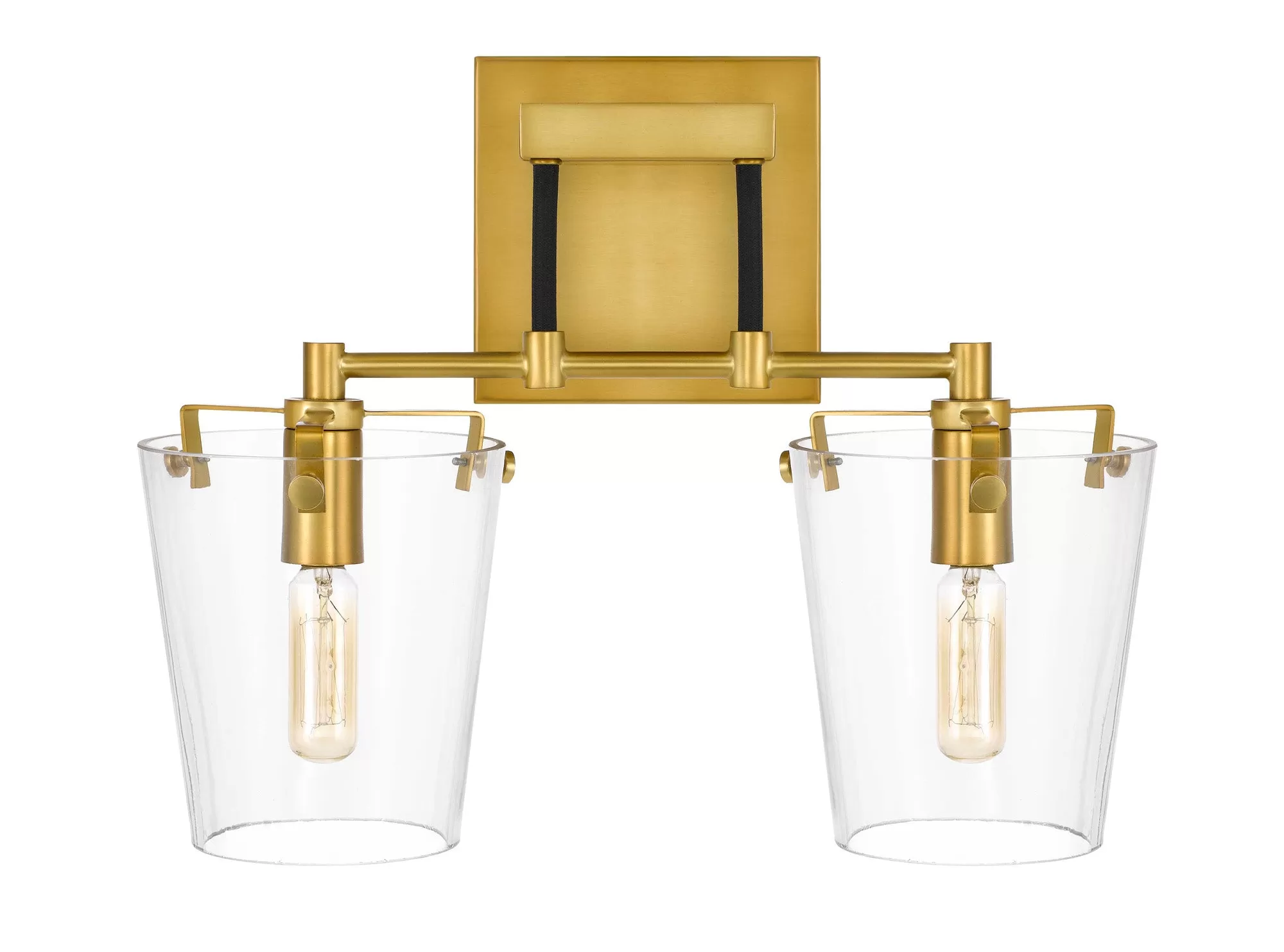 Arlo 351K02BLSB 2-Light Vanity Light - Black/Satin Brass 4 Arlo 351K02BLSB 2-Light Vanity Light - Black/Satin Brass - Image 4