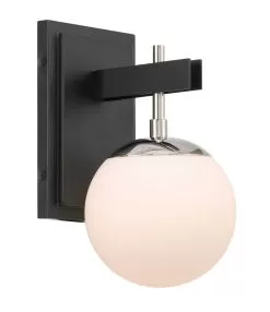 Allie 352B01BLPN 1-Light Vanity Light - Black/Polished Nickel -Lighting Decoration Store 352B01BLPN
