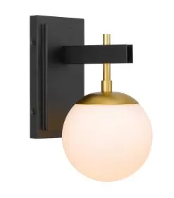 Allie 352B01BLSB 1-Light Vanity Light - Black/Satin Brass -Lighting Decoration Store 352B01BLSB 3