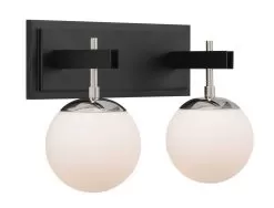Allie 352B02BLPN 2-Light Vanity Light - Black/Polished Nickel -Lighting Decoration Store 352B02BLPN