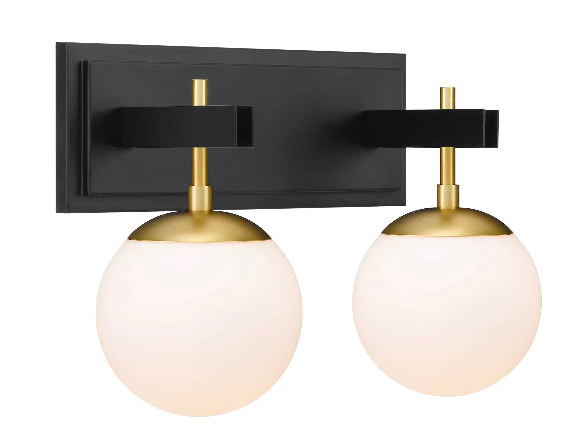 Allie 352B02BLSB 2-Light Vanity Light - Black/Satin Brass 5 Allie 352B02BLSB 2-Light Vanity Light - Black/Satin Brass - Image 5