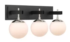 Allie 352B03BLPN 3-Light Vanity Light - Black/Polished Nickel -Lighting Decoration Store 352B03BLPN