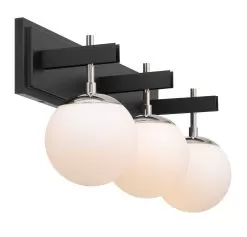 Allie 352B03BLPN 3-Light Vanity Light - Black/Polished Nickel -Lighting Decoration Store 352B03BLPN 1