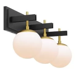 Allie 352B03BLSB 3-Light Vanity Light - Black/Satin Brass -Lighting Decoration Store 352B03BLSB 4