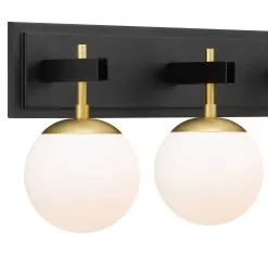 Allie 352B04BLSB 4-Light Vanity Light - Black/Satin Brass -Lighting Decoration Store 352B04BLSB 4