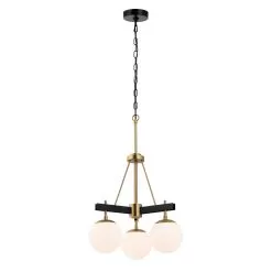Allie 352C03BLSB 3-Light Chandelier - Black/Satin Brass -Lighting Decoration Store 352C03BLSB