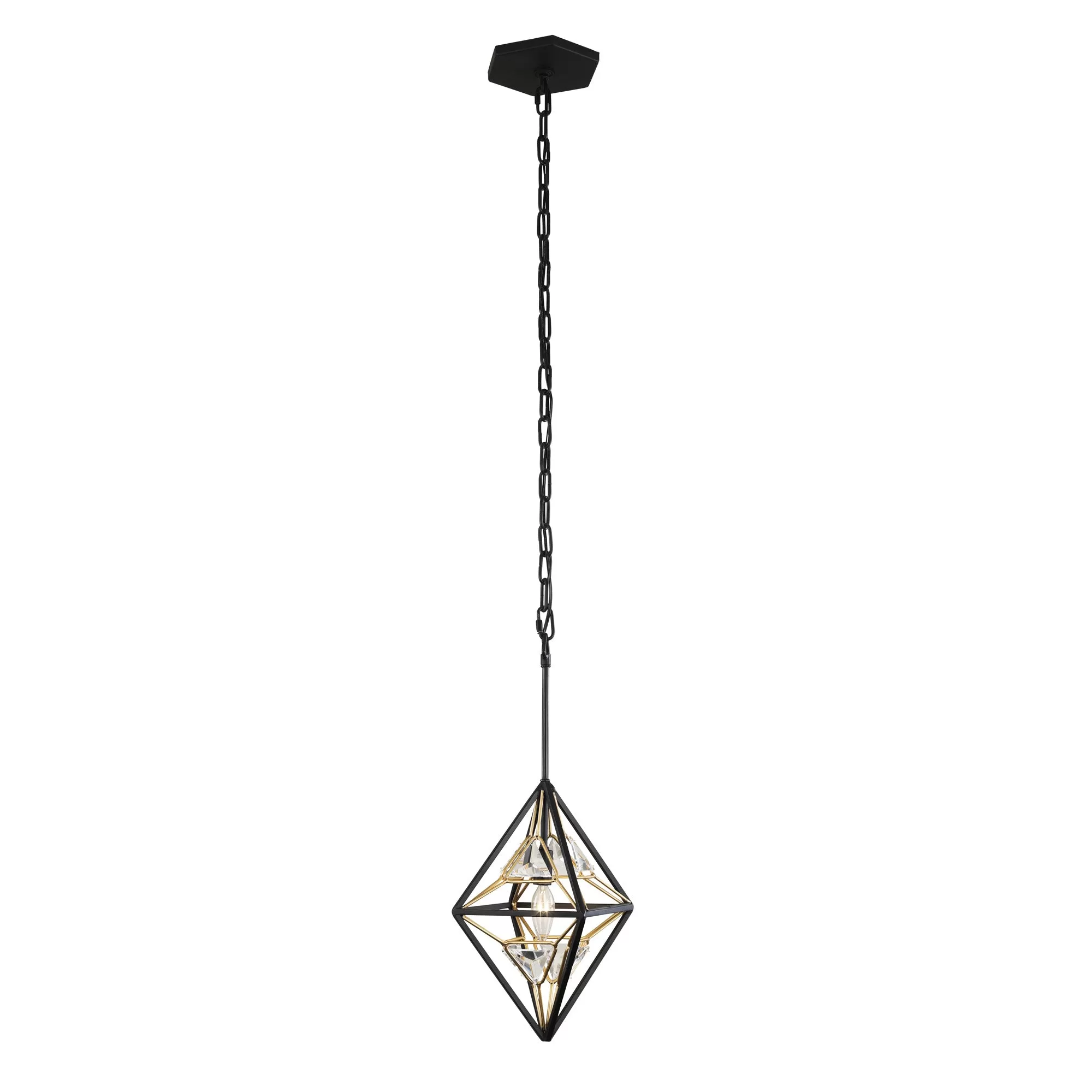 Marcia 353M01MBFG 1-Light Mini Pendant - Matte Black/French Gold 2 Marcia 353M01MBFG 1-Light Mini Pendant - Matte Black/French Gold - Image 2