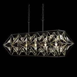 Marcia 353N05MBFG 5-Light Kitchen Island Pendant - Matte Black/French Gold -Lighting Decoration Store 353N05MBFG 7