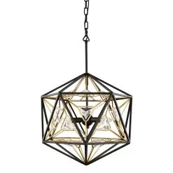 Marcia 353P03MBFG 3-Light Pendant Light - Matte Black/French Gold