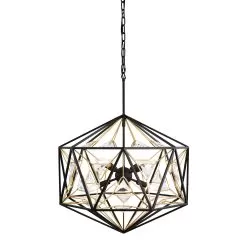 Marcia 353P08MBFG 8-Light Pendant Light - Matte Black/French Gold -Lighting Decoration Store 353P08MBFG