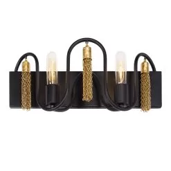 Darden 354B02MBAG 2-Light Vanity Light - Matte Black/Antique Gold -Lighting Decoration Store 354B02MBAG