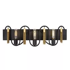 Darden 354B03MBAG 3-Light Vanity Light - Matte Black/Antique Gold