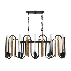 Darden 354N10MBAG 10-Light Kitchen Island Pendant - Matte Black/Antique Gold