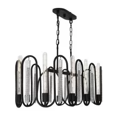 Darden 354N10MBCH 10-Light Kitchen Island Pendant - Matte Black/Painted Chrome