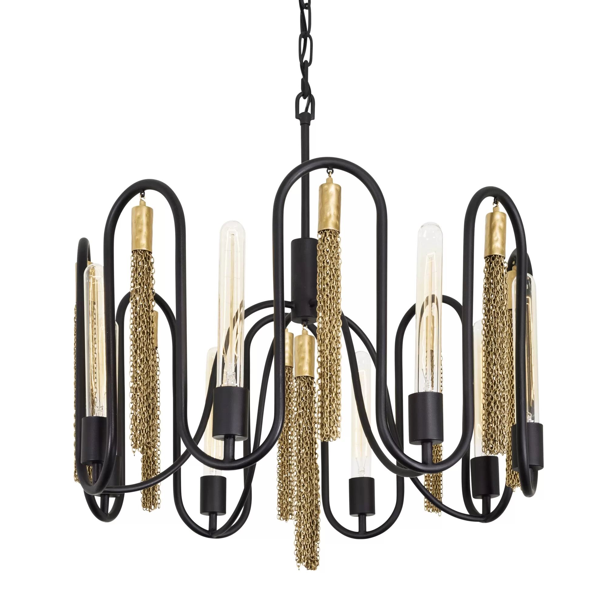 Darden 354P08MBAG 8-Light Pendant Light - Matte Black/Antique Gold 1 Darden 354P08MBAG 8-Light Pendant Light - Matte Black/Antique Gold