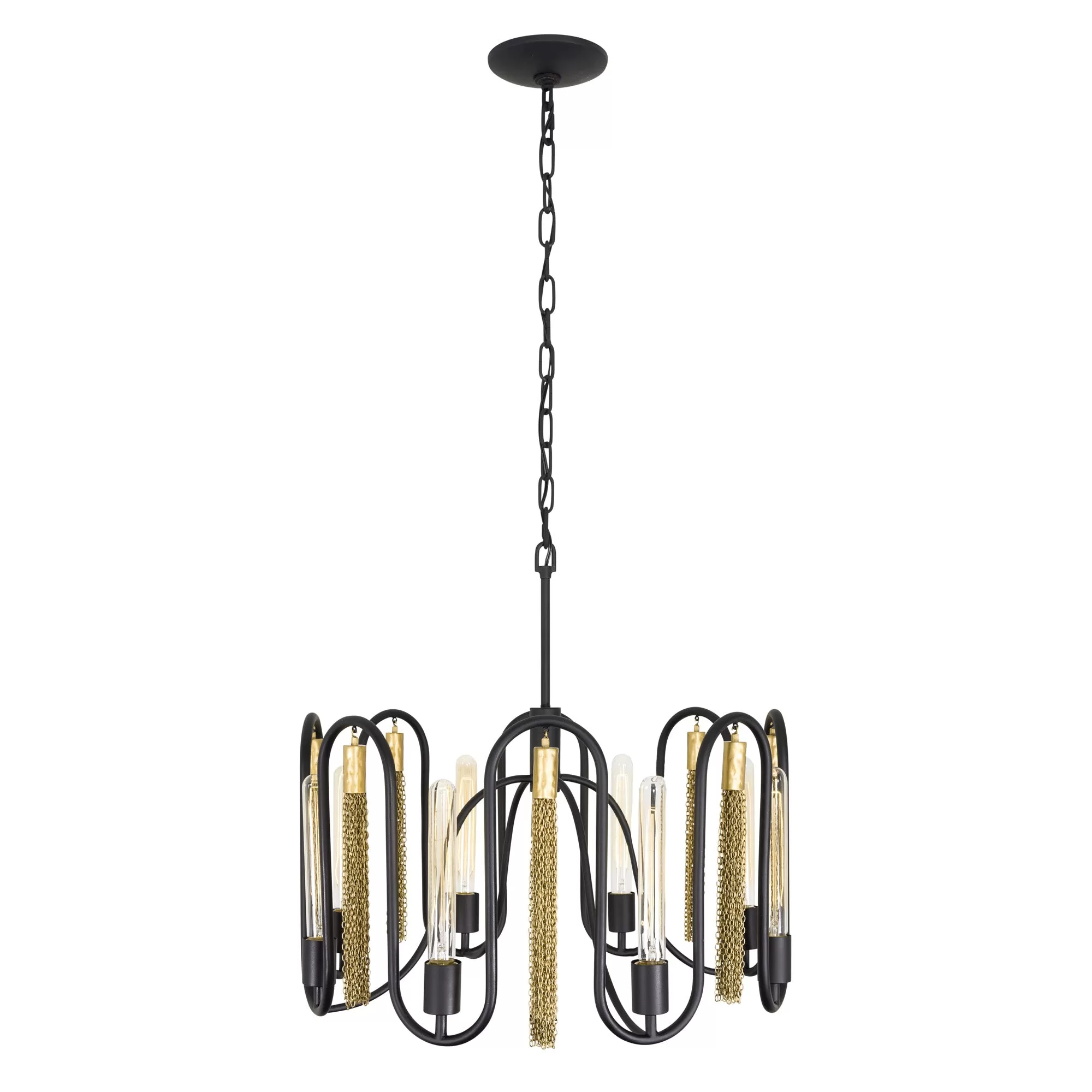 Darden 354P08MBAG 8-Light Pendant Light - Matte Black/Antique Gold 2 Darden 354P08MBAG 8-Light Pendant Light - Matte Black/Antique Gold - Image 2