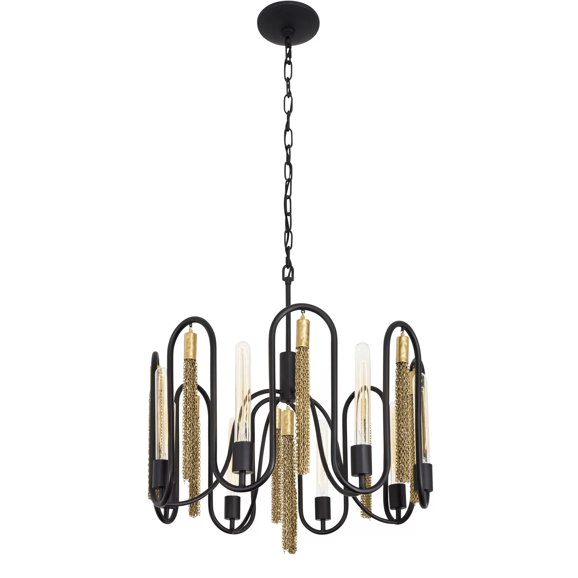 Darden 354P08MBAG 8-Light Pendant Light - Matte Black/Antique Gold 3 Darden 354P08MBAG 8-Light Pendant Light - Matte Black/Antique Gold - Image 3