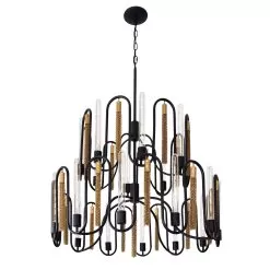 Darden 354P20MBAG 20-Light Pendant Light - Matte Black/Antique Gold