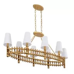 Nevis 360N08FG 8-Light Linear Pendant Light - French Gold -Lighting Decoration Store 360N08FG 6