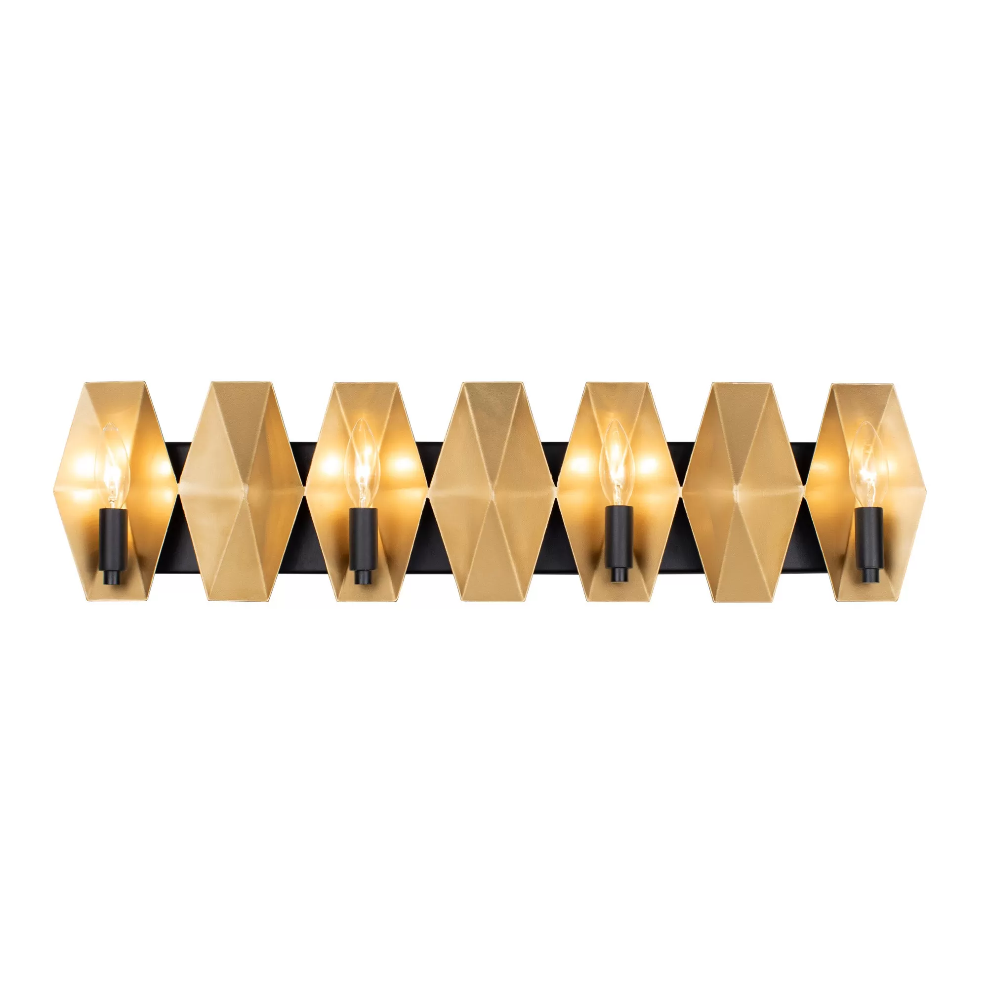 Malone 361B04MBFG 4-Light Vanity Light - Matte Black/French Gold 5 Malone 361B04MBFG 4-Light Vanity Light - Matte Black/French Gold - Image 5