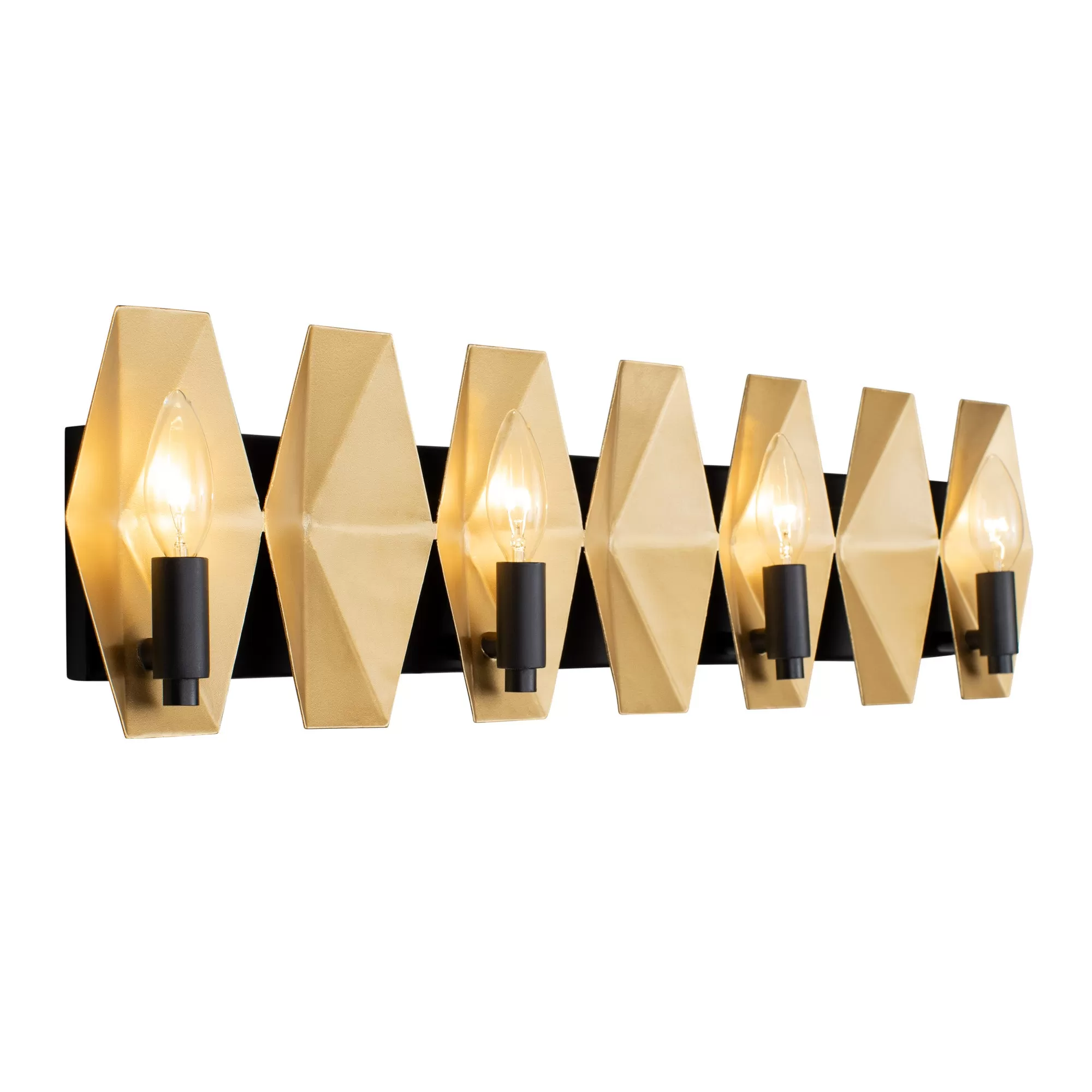 Malone 361B04MBFG 4-Light Vanity Light - Matte Black/French Gold 2 Malone 361B04MBFG 4-Light Vanity Light - Matte Black/French Gold - Image 2