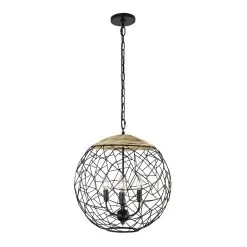 Cayman 362P03BL 3-Light Orb Pendant Light - Black