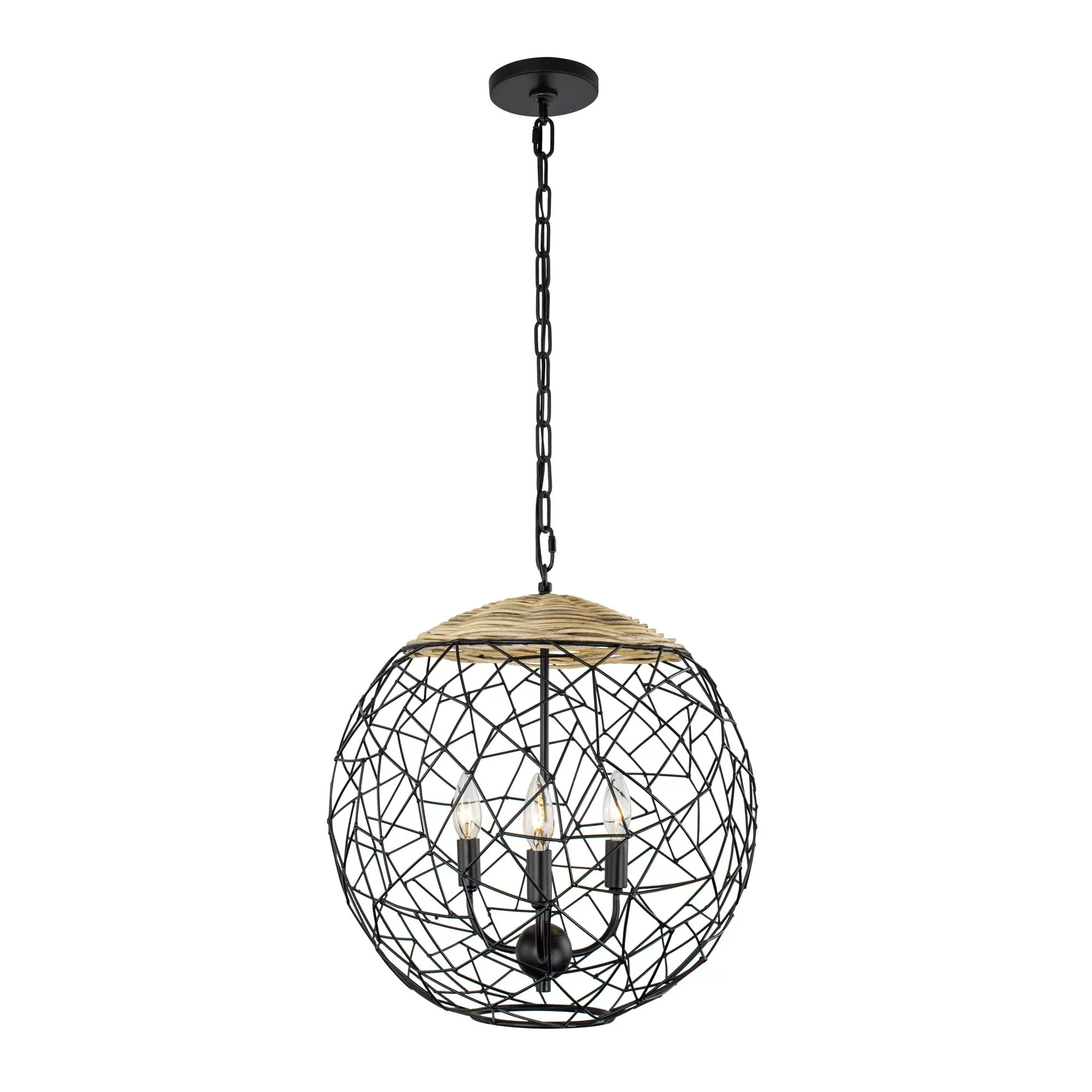 Cayman 362P03BL 3-Light Orb Pendant Light - Black 1 Cayman 362P03BL 3-Light Orb Pendant Light - Black