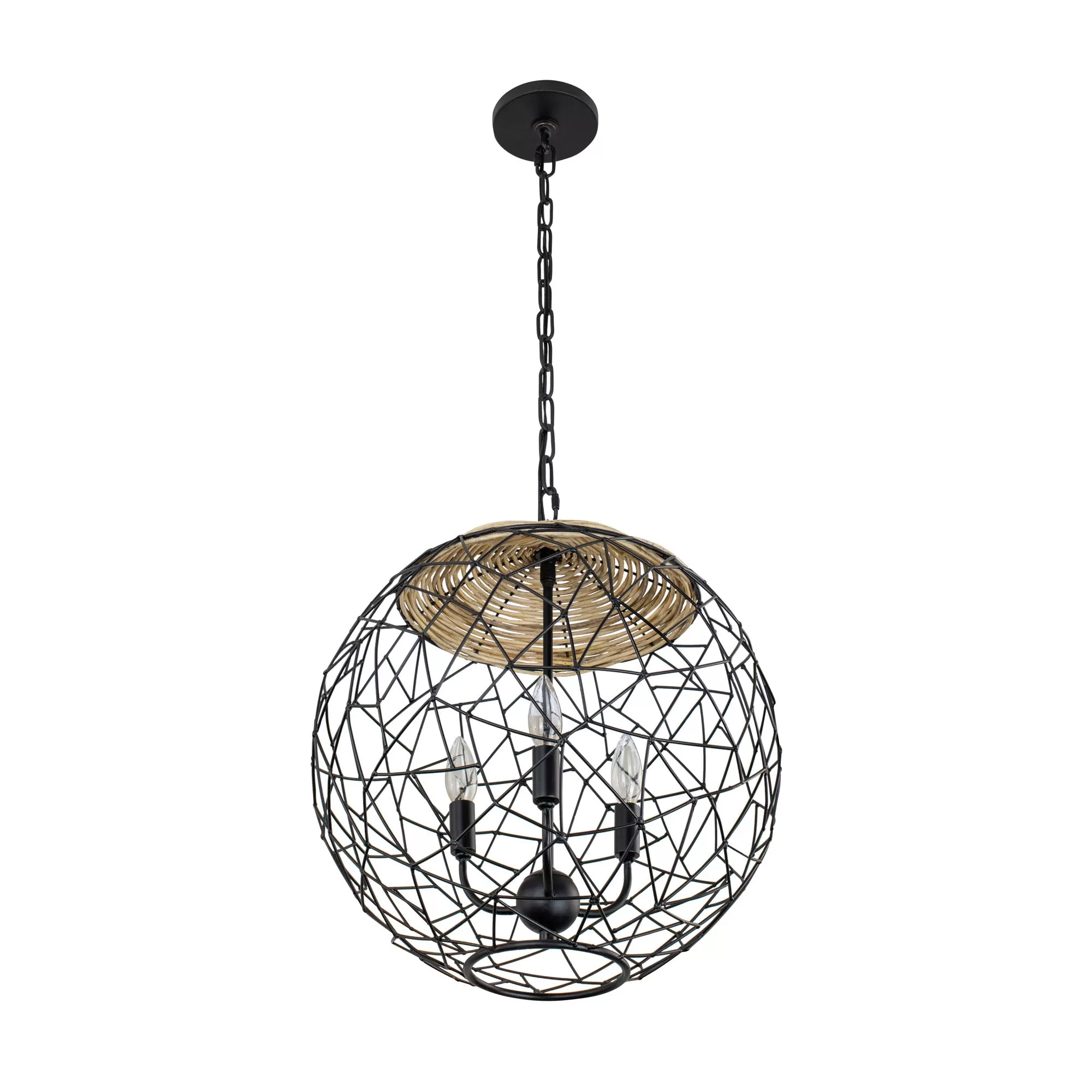 Cayman 362P03BL 3-Light Orb Pendant Light - Black 4 Cayman 362P03BL 3-Light Orb Pendant Light - Black - Image 4