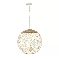 Cayman 362P03CW 3-Light Orb Pendant Light - Country White -Lighting Decoration Store 362P03CW