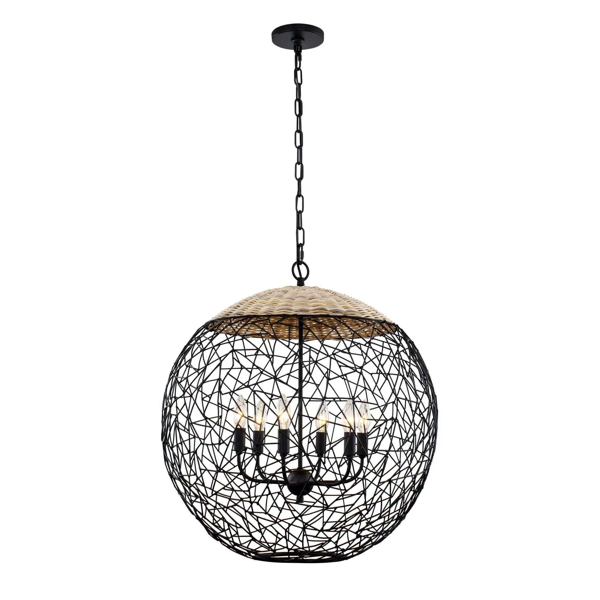 Cayman 362P06BL 6-Light Orb Pendant Light - Black 4 Cayman 362P06BL 6-Light Orb Pendant Light - Black - Image 4
