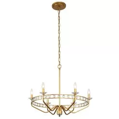 Monroe 363C06AG 6-Light Crystal Chandelier - Antique Gold