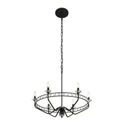 Monroe 363C06CB 6-Light Crystal Chandelier - Carbon Black