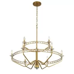 Monroe 363C09AG 9-Light Crystal Chandelier - Antique Gold