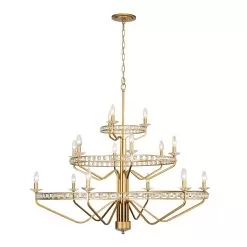 Monroe 363C15AG 15-Light Crystal Chandelier - Antique Gold