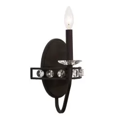 Monroe 363W01CB 1-Light Crystal Wall Sconce - Carbon Black -Lighting Decoration Store 363W01CB