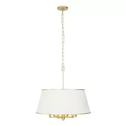 Coco 364P06MWFG 6-Light Pendant Light - Matte White/French Gold -Lighting Decoration Store 364P06MWFG
