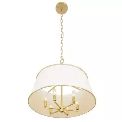 Coco 364P06MWFG 6-Light Pendant Light - Matte White/French Gold -Lighting Decoration Store 364P06MWFG Detail 1