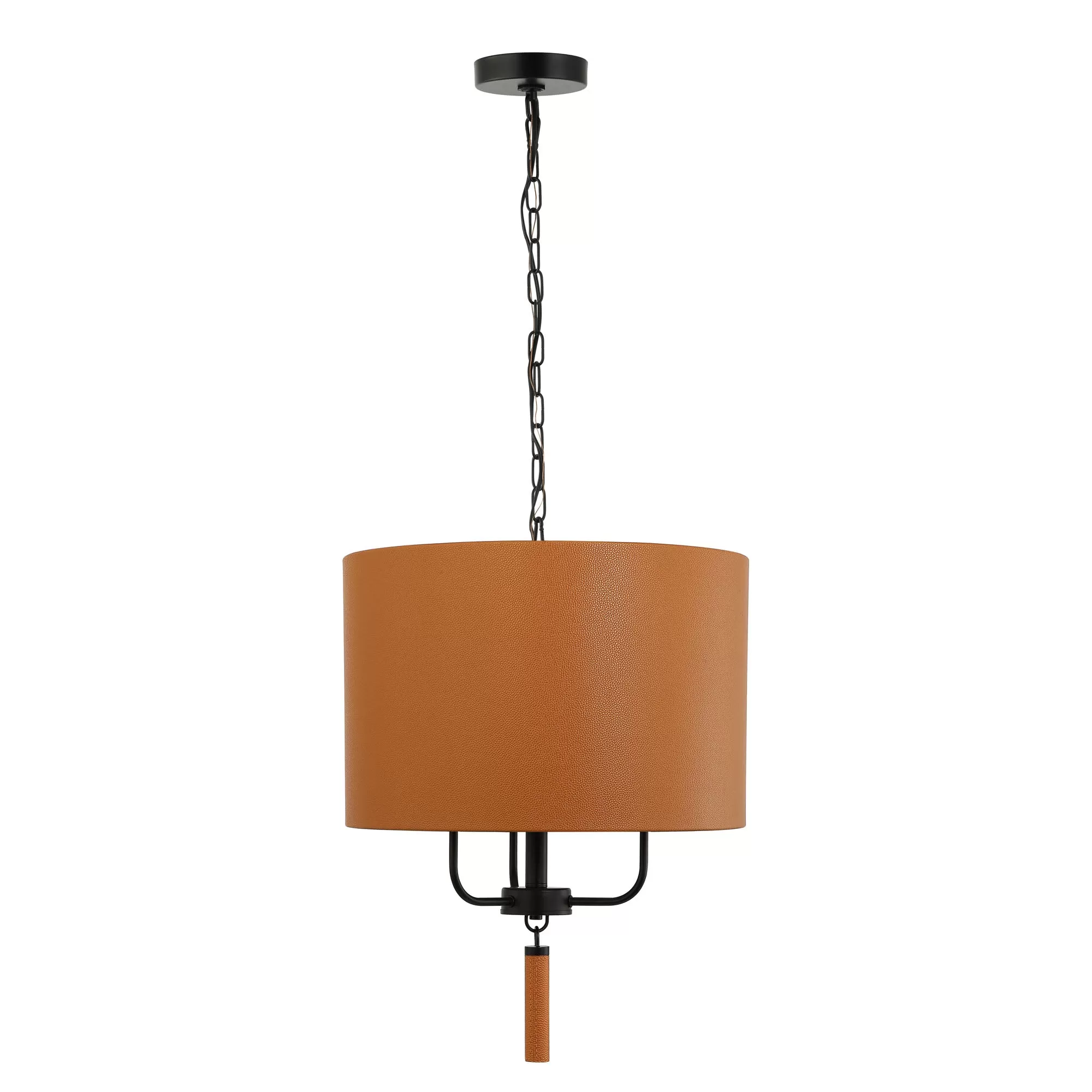 Secret Agent 368P03BLC 3-Light Pendant Light - Black/Camel Leather 2 Secret Agent 368P03BLC 3-Light Pendant Light - Black/Camel Leather - Image 2