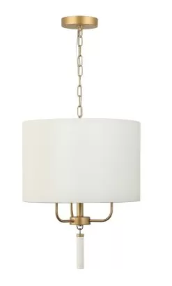 Secret Agent 368P03GOW 3-Light Pendant Light - Painted Gold/White Leather -Lighting Decoration Store 368P03GOW 1