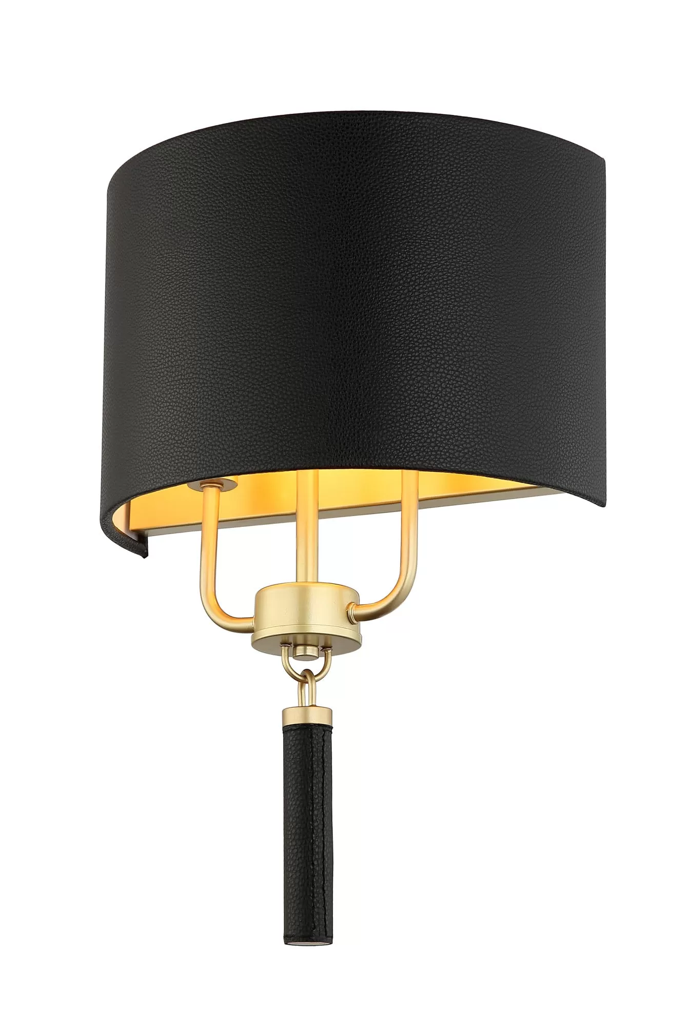 Secret Agent 368W02GOB 2-Light Wall Sconce - Painted Gold/Black Leather 2 Secret Agent 368W02GOB 2-Light Wall Sconce - Painted Gold/Black Leather - Image 2