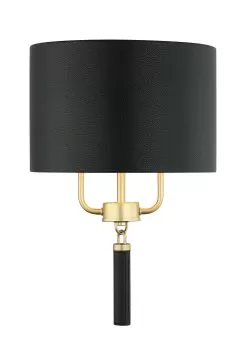 Secret Agent 368W02GOB 2-Light Wall Sconce - Painted Gold/Black Leather