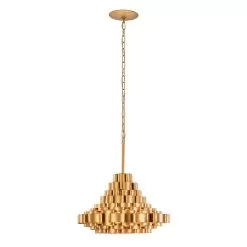 Totally Tubular 369P04AGCB 4-Light Pendant Light - Antique Gold/Carbon Black