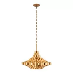 Totally Tubular 369P06AGCB 6-Light Pendant Light - Antique Gold/Carbon Black