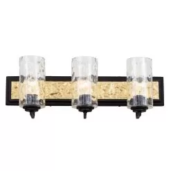 Hammer Time 371B03CBFG 3-Light Vanity Light - Carbon/French Gold -Lighting Decoration Store 371B03CBFG 3