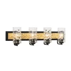 Hammer Time 371B04CBFG 4-Light Vanity Light - Carbon/French Gold -Lighting Decoration Store 371B04CBFG