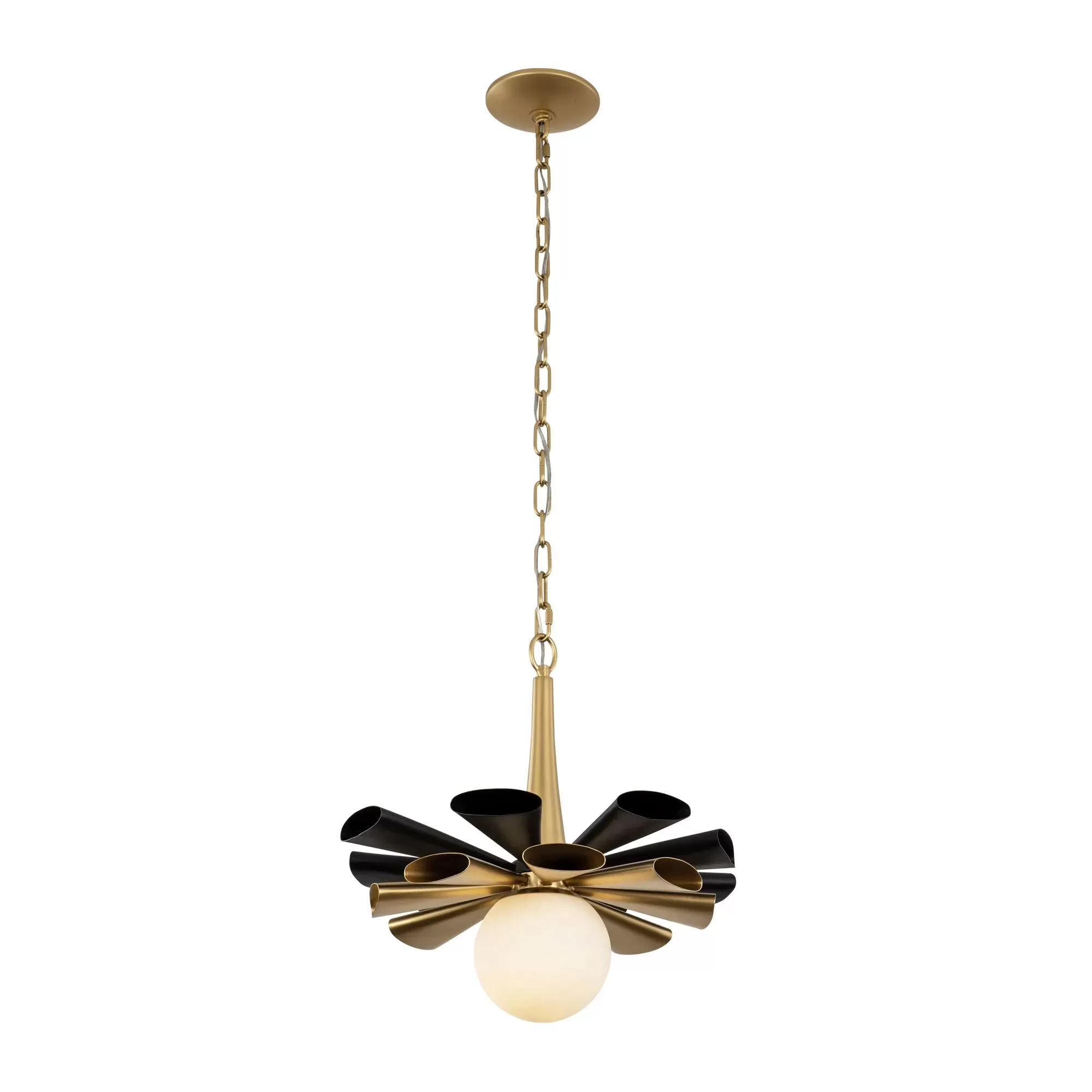 Daphne 372P01MMBFG 1-Light Medium Pendant Light - Matte Black/French Gold 4 Daphne 372P01MMBFG 1-Light Medium Pendant Light - Matte Black/French Gold - Image 4