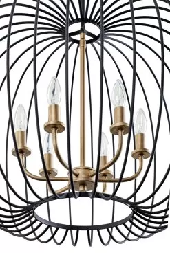 Nico 375P06CBHG 6-Light Pendant Light - Carbon/Havana Gold -Lighting Decoration Store 375P06CBHG Detail 3